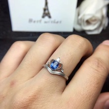 Обручение кольцо, свадебные кольца натуральный настоящий синий сапфир кольцо 925 пробы серебро ювелирных украшений handworked ювелирные кольца 2024 - купить недорого