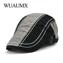 Wuaumx-Boina sencilla para hombre y mujer, gorro plano de algodón con visera, estilo Newsboy, Boina Masculina 2024 - compra barato