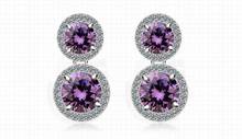 Luxury Purple Cubic Zirconia Small Round Drop Earrings For women Gold-color Female Bridal Earring Fine Jewelry Brincos Pingents 2024 - buy cheap