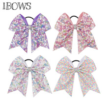 IBOWS Cheer Acessórios de Cabelo Arco De Lantejoulas Meninas Elastic Band 7 Polegada Rhinestone Bowknot Arcos Cheerleading 2019 Chegam Novas Estilo 2024 - compre barato