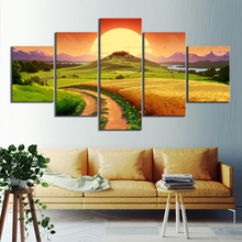 5 Panels HD Anime Girl Pictures Catwomen Cartoon Landscape Paintings Canvas Art for Home Decor 2024 - buy cheap
