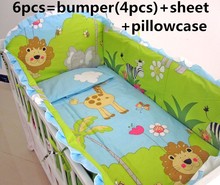 6PCS crib cot bedding set baby cot sets baby bed bumper toddler bedding Bed Protector (4bumpers+sheet+pillow cover) 2024 - buy cheap