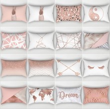 Pink Marble Geometric Cushion Cover Home Decor Velvet Pillow Cover 30*50cm Decorative Chevron Pillows Case Pillowsham 2024 - buy cheap