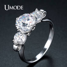 UMODE Fashion Jewelry Luxury CZ Three Stone Rings for Women Wedding Party Accessories Anel Feminino Valentine's Day Gifts UR0399 2024 - buy cheap