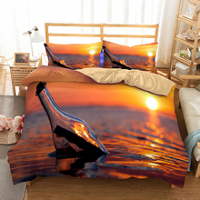 2/3pc Tropical Ocean Bedding Sunset Print Gold Bedding Set Pillowcase Natural View Microfiber Duvet Cover Set Home Quilt Cover 2024 - buy cheap