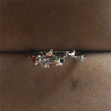 Маленькое обручальное кольцо с белым Цирконом в стиле бохо, милые женские серебряные кольца с Луной и звездами, модные кольца обещания для женщин 2024 - купить недорого