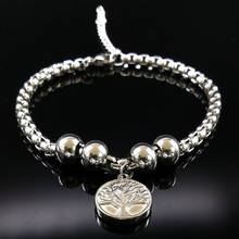 2021 Stainless Steel Tree of Life Bracelet for Women New Round Silver Color Bohemian Bracelet Jewelry pulseiras femininas B61351 2024 - buy cheap