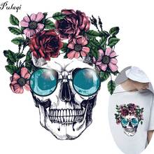 Pulaqi Skull Patch Iron On Patches For Clothing Heat Transfers On Clothes DIY Skull Stickers On T-shirt Heat Transfer Patches F 2024 - buy cheap