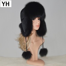New Style Winter Genuine Real Fox Fur Hat Women 100% Natural Real Fox Fur Cap 2021 Quality Warm Russia Real Fox Fur Bomber Caps 2024 - buy cheap