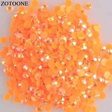 ZOTOONE, apliques de cristales sin Hotfix, diamantes de imitación de cara plana, gemas redondas de resina, gemas 3D para decoración de uñas, piedras para joyería DIY E 2024 - compra barato