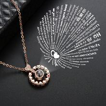 Fashon 100 Language I love You Necklace Memory Projection Pendant 2019 Gold Silver Wedding Necklaces Women Men Drop Shipping 2024 - buy cheap