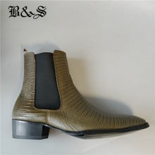 Black& Street New genuine leather Lizard pattern gentlemen dress wedge denim Chelsea Boots 2024 - buy cheap