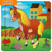 Rompecabezas de madera 3D juguete de dibujos animados animales Pony rompecabezas de Desarrollo Educativo juguetes de entrenamiento para niños y bebés rompecabezas 2024 - compra barato