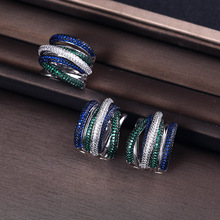 Janlie conjunto de joias de argola, trançada multicolorida mirco verde zircônia cúbica com configuração europeia para casamento brinco de argola 2024 - compre barato