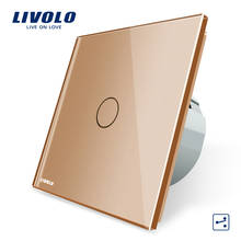 Livolo ЕС Стандартный настенный выключатель 2 Way Управление переключатель, золотой Стекло Панель, настенный светильник Сенсорный экран переключатель, AC 220 ~ 250 В, VL-C701S-13 2024 - купить недорого
