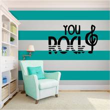 2015 Music Vinyl Wall Decal YOU ROCK LOVE Phrases Black Mural Art Wall Sticker Music Room Bedroom Decorative Home Decoration 2024 - buy cheap