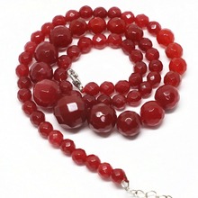 Fashion red beauty chalcedony jades faceted round 6-14mm unique tower chain necklace gift weddings pary jewelry 18inch B1493 2024 - buy cheap