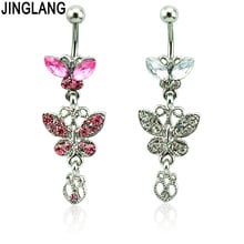 1 Pcs Retails Fashion Belly Button Rings 316L Stainless Steel Dangle Rhinestone Butterfly Navel Rings Jewelry 2024 - buy cheap