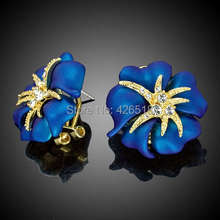 New 2019 Fashion Jewelry Gold Color Crystal Blue Red Flower Starfish Cocktail Clip Earrings Ear Cuff Free Shipping 2024 - buy cheap