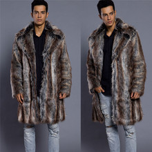 2018 Winter new Imitation Mink coat Men's long Windbreaker Mink Fur coat printed striped coat Artificial fur Size S M-XXL XXXL 2024 - buy cheap