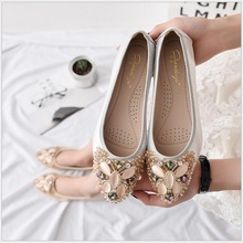 Spring Autumn Women Crystal Ballet Shoes Gold Silver Pointed Toe Rhinestone Flats Soft Breathable Slip-on Flat Shoes Comfortable 2024 - buy cheap