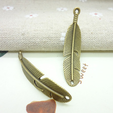Wholesale 30 pcs Vintage Charms Feather Pendant Antique bronze Fit Bracelets Necklace DIY Metal Jewelry Making 2024 - buy cheap