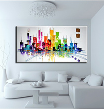 Melhor venda abstrata moderna da cidade de construção de paisagens pintura a óleo sobre tela 100% handmade pintura a óleo da paisagem para a decoração do quarto 2024 - compre barato