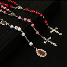 Religious crystal rose Fatima rosary cross necklace. Fatima rosary blessed the cross necklace. 8 mm. 48 pieces 2024 - buy cheap