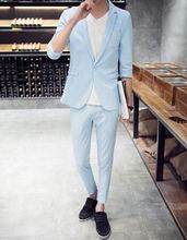 latest design summer casual men's sleeves blazer Slim fit pants groomsmen beach wedding dress custom 2024 - buy cheap