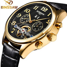 BINSSAW-relojes mecánicos automáticos de Tourbillon para hombre, de lujo, de cuero, casuales, deportivos, Masculino 2024 - compra barato