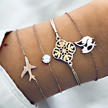 4 Pcs/Set Fashion Bangle Aircraft Crystal Geometry Pendant Gold Bracelet Set Women Sexy Party Jewelry Gift Accessories 2024 - buy cheap