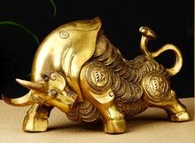 Pared de toro de cobre puro, decoración de bronce de ciudad Niu Wo, artesanía Feng Shui, oficina, estudio, dinero, ganado 2024 - compra barato