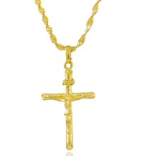 Цепочка с подвеской с Иисусом, крест с позолотой желтого цвета, кулон с распятием для женщин и мужчин 2024 - купить недорого
