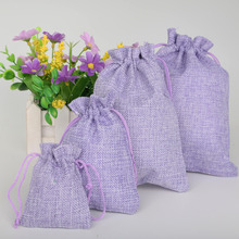 Lançamento 5 unidades luz roxa natal/casamento presente sacolas decorativas algodão linho bolsa de cordão produto sacos de embalagem 2024 - compre barato