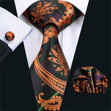 Оригинальный мужской галстук оранжевые Пейсли 100% шелковые жаккардовые галстуки Запонки в деловом стиле Бесплатная доставка 2024 - купить недорого
