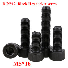 100pcs DIN912 M5*16 grade 12.9 Black Alloy Steel Hexagon Socket Screw Hex Head Cup Screw Screws Bolts 2024 - buy cheap