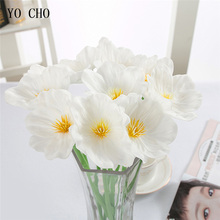 YO CHO 1pc Artificial PU Flowers Mini Real Touch Poppy Wedding Decor Fake Flower Home Decoration Accessory Festival White Flower 2024 - buy cheap