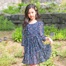 Vestido Floral de manga larga para niña, ropa con estampado de flores para la playa, otoño 2024 - compra barato