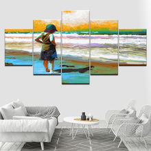 Child at the beach ocean 5 Piece HD Wallpapers Art Canvas Print modern Poster Modular art painting for kids Child's room Decor 2024 - buy cheap