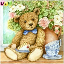 DPF DIY doll bear cup 5D diamond painting cross stitch needlework diamond mosaic kit square home decor diamond embroidery crafts 2024 - buy cheap