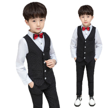 Boys Formal Tuxedo Weeding Suits kids Vest Pants Tie 3pcs Prince Performance Costume School Children graduation Birthday Dress 2024 - buy cheap