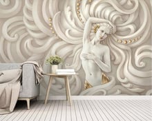 Beibehang 3d wallpaper three-dimensional embossed beauty sculpture angel sexy woman mural 3d living room bedroom TV background 2024 - buy cheap