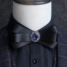 Галстук-бабочка для мужчин и женщин, формальная Свадебная рубашка с воротником-стойкой, галстук-платок, украшение с кристаллами, Рождественский аксессуар 2024 - купить недорого
