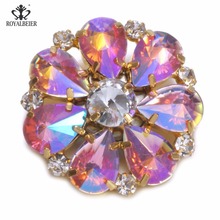 5pcs/lot Pink Rhinestone 3D Flower Shape Metal Charms 18mm Snap Button Jewelry For 20mm Snaps Pendant Snap Jewelry KZ0786 2024 - buy cheap