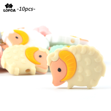 Silicone Beads 10PCS Mini Animal Teething Beads Sheep Baby Teether Silicone Teething Beads Pacifier Clip Chew Beads Food Grade 2024 - buy cheap