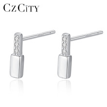 Czcity nova marca 100% 925 prata esterlina geométrica brincos para as mulheres minimalista festa de natal jóias finas brincos presente 2024 - compre barato