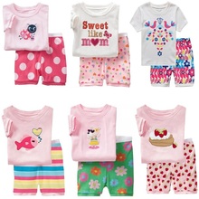 Hooyi летняя одежда для маленьких девочек, костюмы, хлопковые комплекты детской одежды для сна, розовые белые футболки и шорты для девочек, штаны, пижамные комплекты из 2 предметов 2024 - купить недорого