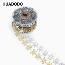 HUADODO 10Yards Snowflake Ribbons Christmas Tape Trim for Handmade DIY Gift wrapping Christmas New Year decoration 2024 - buy cheap