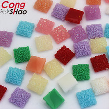 Cong Shao 300PCS 8mm Mixed Colors Resin Rhinestone trim Square flat back stones and crystals DIY Wedding Dress Button CS173A 2024 - buy cheap