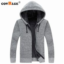 Covrlge New Men Wool Sweaters Solid Male Cardigan Fashion Mens Winter Clothing Plus Velvet Thickening Hooded Sweater MZM018 2024 - buy cheap